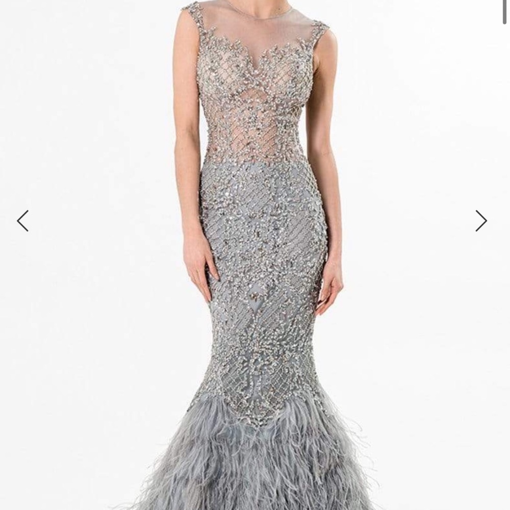 Terani Couture Gleaming Nude Illusion Trumpet Gown